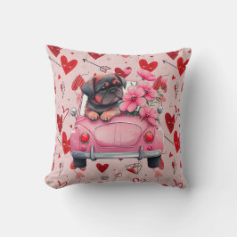 Hunde in einem Auto mit Herzen Kissen