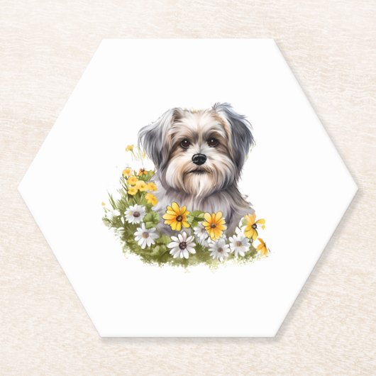 Hunde in einem Blumengarten Untersetzer (Vorderseite)