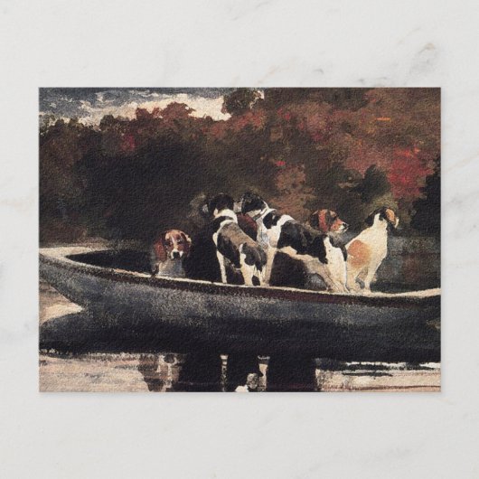 Hunde in einem Boot von Winslow Homer Postkarte (Vorderseite)