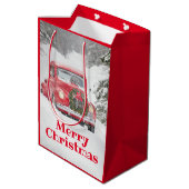 Hunde in einem Lastwagen Mittlere Geschenktüte (Rückseite Schrägansicht)