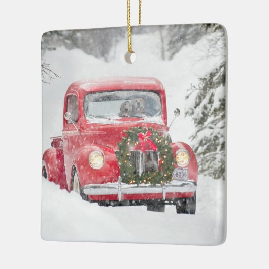 Hunde in einem LKW Keramikornament (Links)