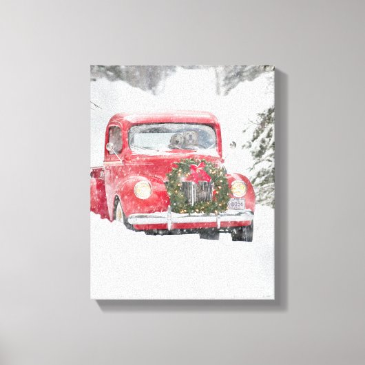 Hunde in einem LKW Leinwanddruck (Vorderseite)