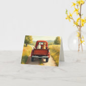 Hunde in einem roten LKW Karte (Gelbe Blume)