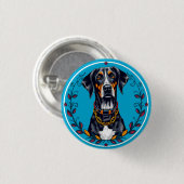 Hunde in einem zirkulären Blumendesign Button (Vorne & Hinten)