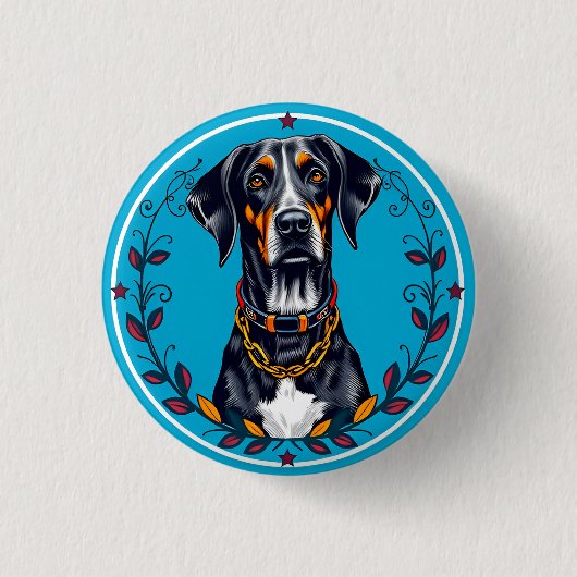 Hunde in einem zirkulären Blumendesign Button (Vorderseite)