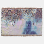 Hunde in einer farbenfrohen Winterlandschaft, Aqua Decke (Vorderseite)