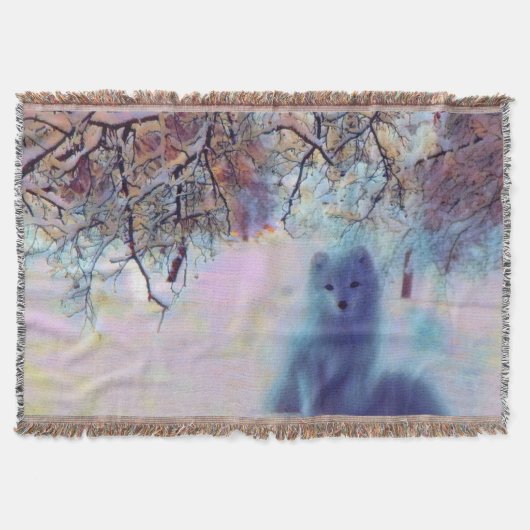 Hunde in einer farbenfrohen Winterlandschaft, Aqua Decke (Vorderseite)