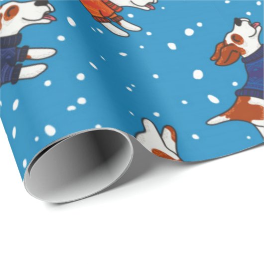Hunde in farbenfrohen Sweaters Pattern Geschenkpapier (Rolleneckpunkt)