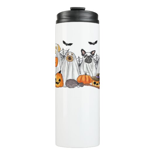 Hunde in Ghost Costumes Halloween Classic T - Shir Thermosbecher (Vorderseite)