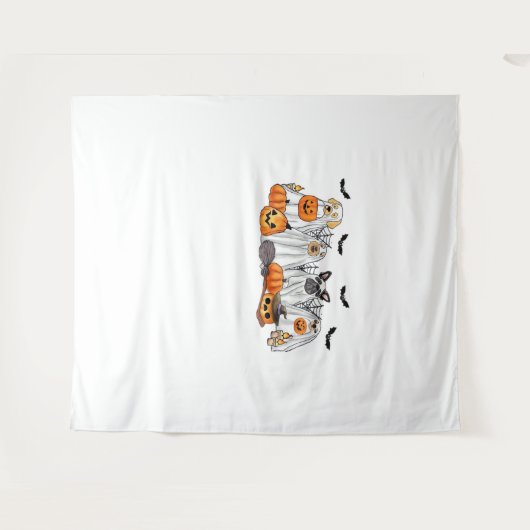 Hunde in Ghost Costumes Halloween Classic T - Shir Wandteppich (Vorderseite (Horizontal))