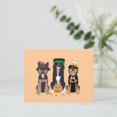 Hunde in Halloween-Kostümen Postkarte (Stehend Vorderseite)