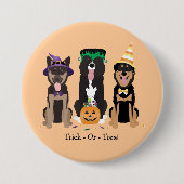 Hunde in Halloween-Kostümen probieren oder behande Button (Vorderseite)