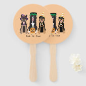 Hunde in Halloween-Kostümen probieren oder behande Fächer (Vorne und Hinten)