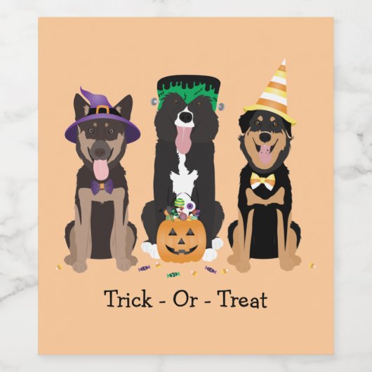 Hunde in Halloween-Kostümen probieren oder behande Weinetikett (Einzelnes Label)