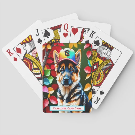Hunde in Herbstfarben Monogram Go Fish Game Playin Spielkarten (Rückseite)