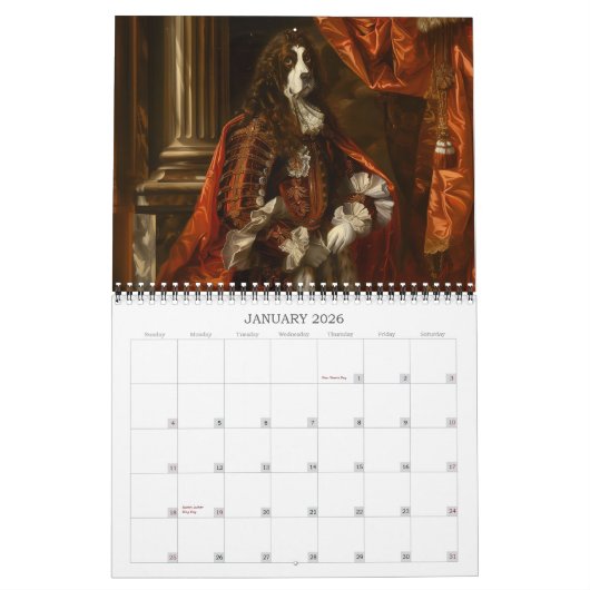Hunde in historischen Kostümen 2026 Mauerkalender Kalender (Jan 2026)