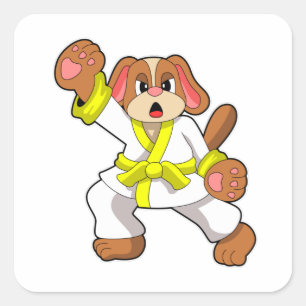 Hunde in Karate Martial Arts Quadratischer Aufkleber