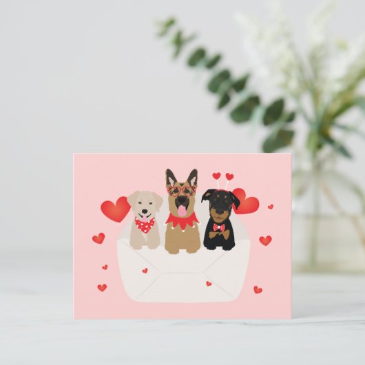 Hunde in Liebe Postkarte (Stehend Vorderseite)