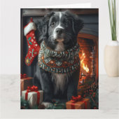 Hunde in Neufundland mit Weihnachtsgeschenken Feue Karte (Vorderseite)