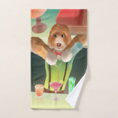 Hunde in Retro-Bar Badhandtuch Set (Handtuch)