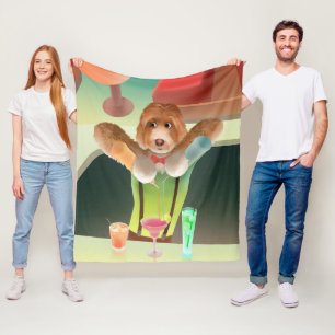 Hunde in Retro-Bar Fleecedecke