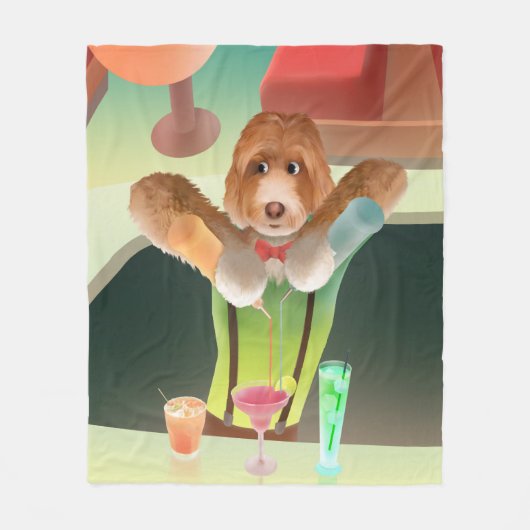 Hunde in Retro-Bar Fleecedecke (Vorderseite)