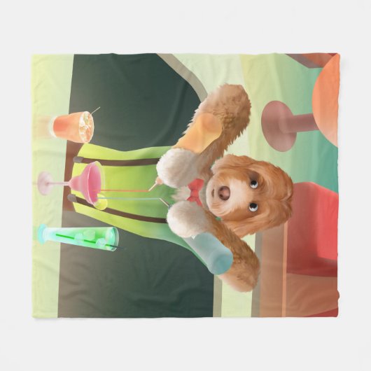 Hunde in Retro-Bar Fleecedecke (Vorderseite (Horizontal))