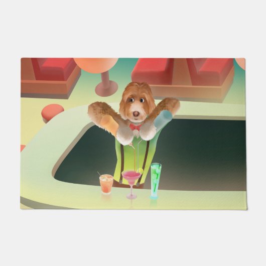 Hunde in Retro-Bar Fußmatte (Vorderseite)