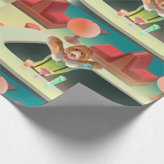 Hunde in Retro-Bar Geschenkpapier (Ecke)