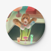 Hunde in Retro-Bar Pappteller (Vorderseite)