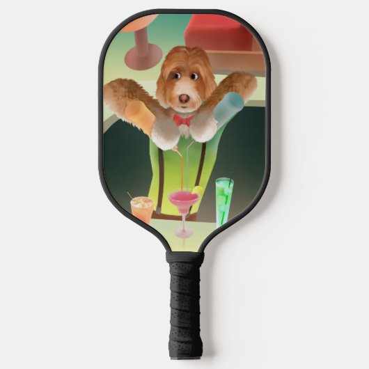 Hunde in Retro-Bar Pickleball Schläger (Vorderseite)