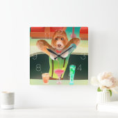 Hunde in Retro-Bar Quadratische Wanduhr (Zuhause)