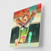 Hunde in Retro-Bar Quadratische Wanduhr (Winkel)