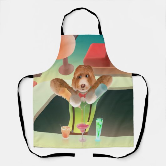Hunde in Retro-Bar Schürze (Vorderseite)