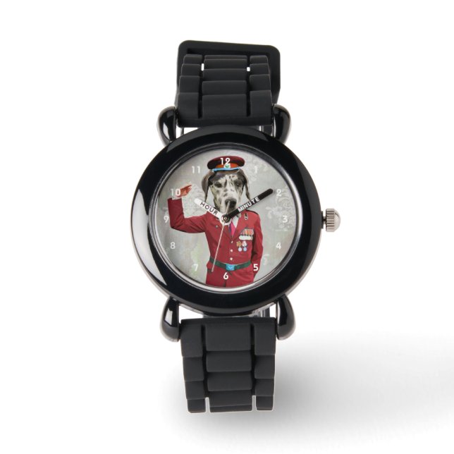 Hunde in roter Uniform Armbanduhr (Vorderseite)