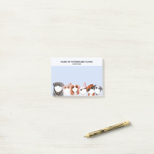 Hunde in Sicherheitsmasken Illustration Tierarzt b Post-it Klebezettel (Auf Schreibtisch)