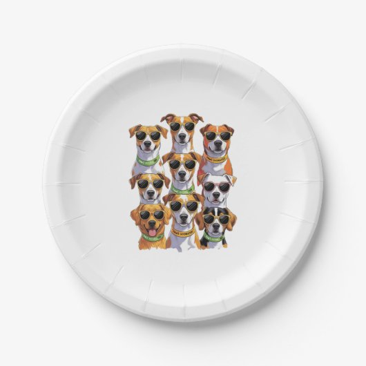 Hunde in Sonnenbrillen Paws Hydriert Pappteller (Vorderseite)