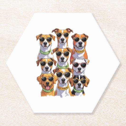 Hunde in Sonnenbrillen Paws Hydriert Untersetzer (Vorderseite)