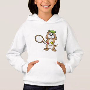 Hunde in Tennis mit Tennisschläger & Cap Hoodie