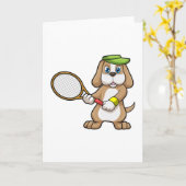 Hunde in Tennis mit Tennisschläger & Cap Karte (Gelbe Blume)