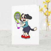 Hunde in Tennis mit Tennisschläger Karte (Gelbe Blume)