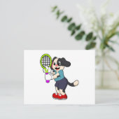 Hunde in Tennis mit Tennisschläger Postkarte (Stehend Vorderseite)