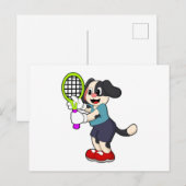 Hunde in Tennis mit Tennisschläger Postkarte (Vorne/Hinten)