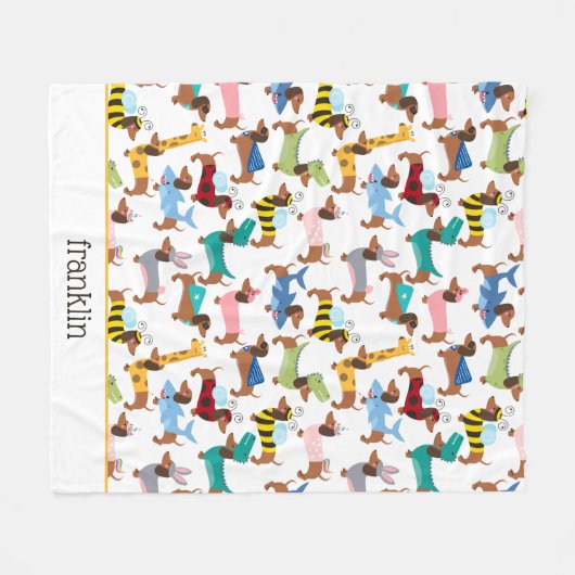 Hunde in verschleierten Halloween-Dackeln  Fleecedecke (Vorderseite (Horizontal))