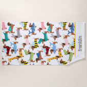 Hunde in verschleierten Halloween-Dackeln Strandtuch (Vorderseite)