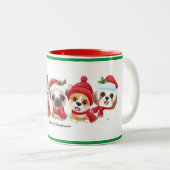 Hunde in Weihnachtsmannmützen Tiere Welpen Moderne Zweifarbige Tasse (VorderseiteRechts)