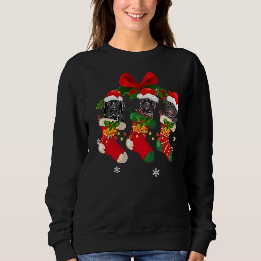 Hunde in Weihnachtssocken Pit Bull Sweatshirt (Vorderseite)
