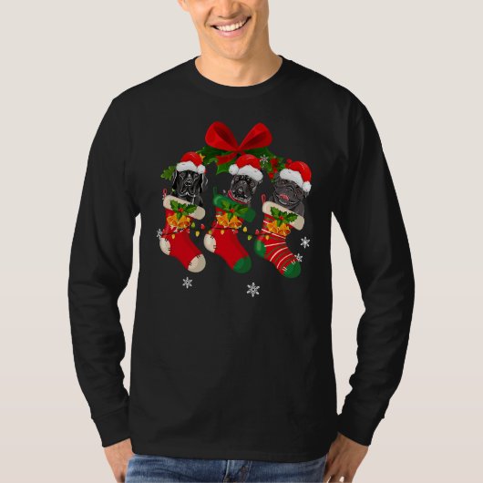 Hunde in Weihnachtssocken Pit Bull T-Shirt (Vorderseite)