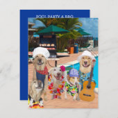 Hunde individuell gestaltbare Schwimmbecken Party/ Einladung (Vorne/Hinten)