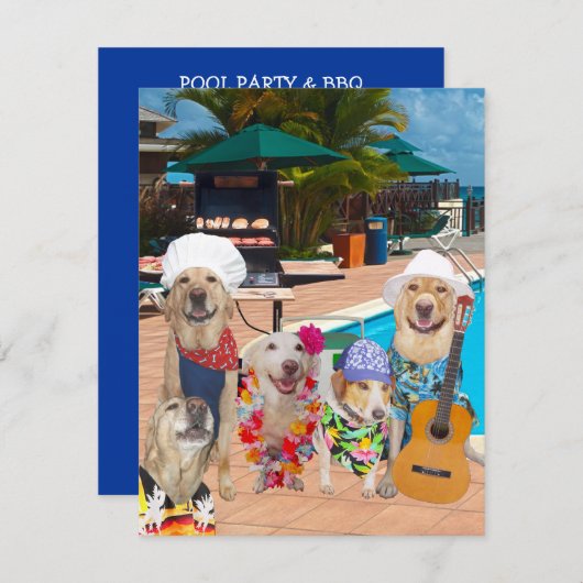 Hunde individuell gestaltbare Schwimmbecken Party/ Einladung (Vorne/Hinten)